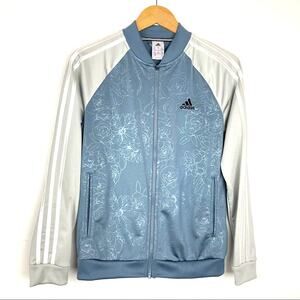Adidas | Rose Print Warm Up Jacket Blue Silver Gray S